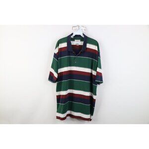 Vintage 90s Streetwear Mens 2XL XXL Faded Striped Color Block Knit Golf Polo